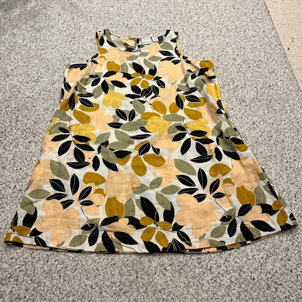 Rachel Zoe Mini Floral Sleeveless Linen Shift Dress 1X Coastal Casual Botanical